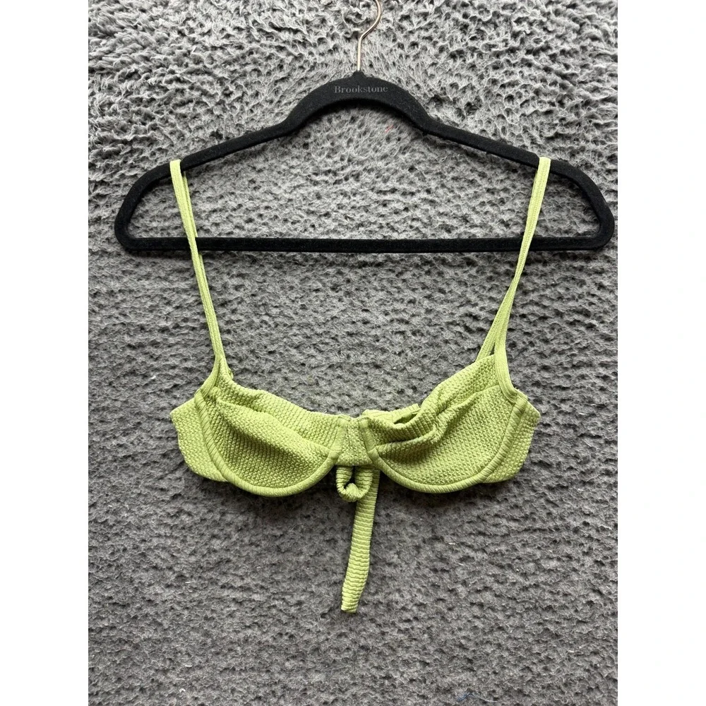 Monday Swimwear Textured Underwire Bikini Set Green Womens Size Top P Bottom M